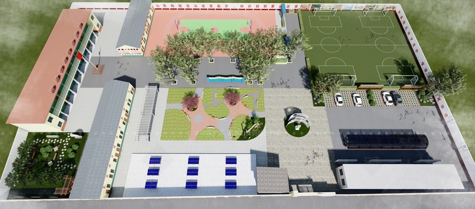 现代校园景观SU模型下载【ID:1138228651】