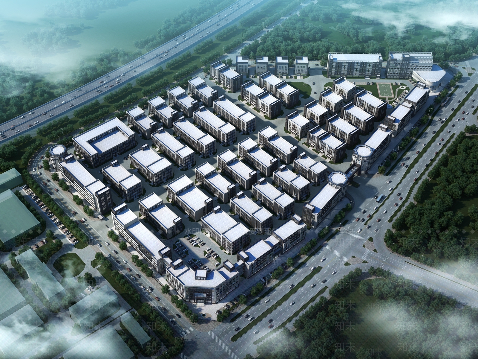 现代厂区产业园3D模型下载【ID:1138230853】