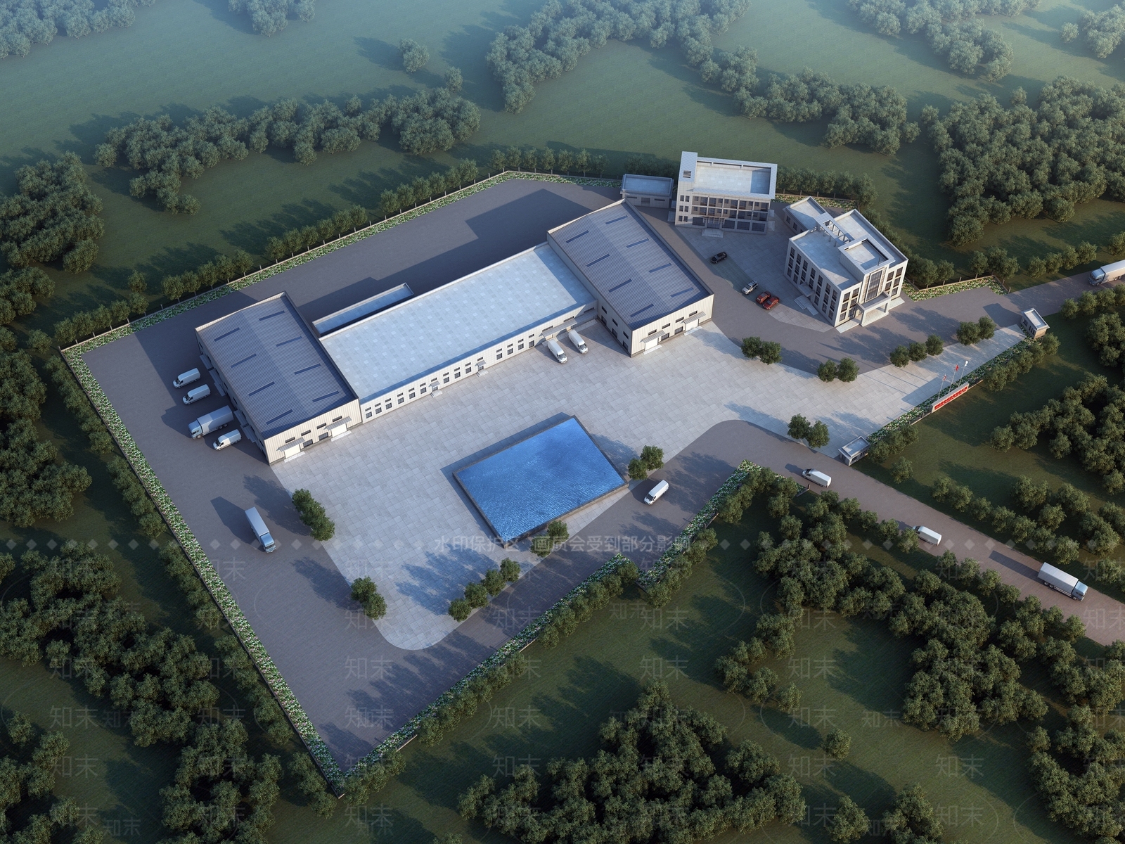 现代屠宰场厂区3D模型下载【ID:1138231027】