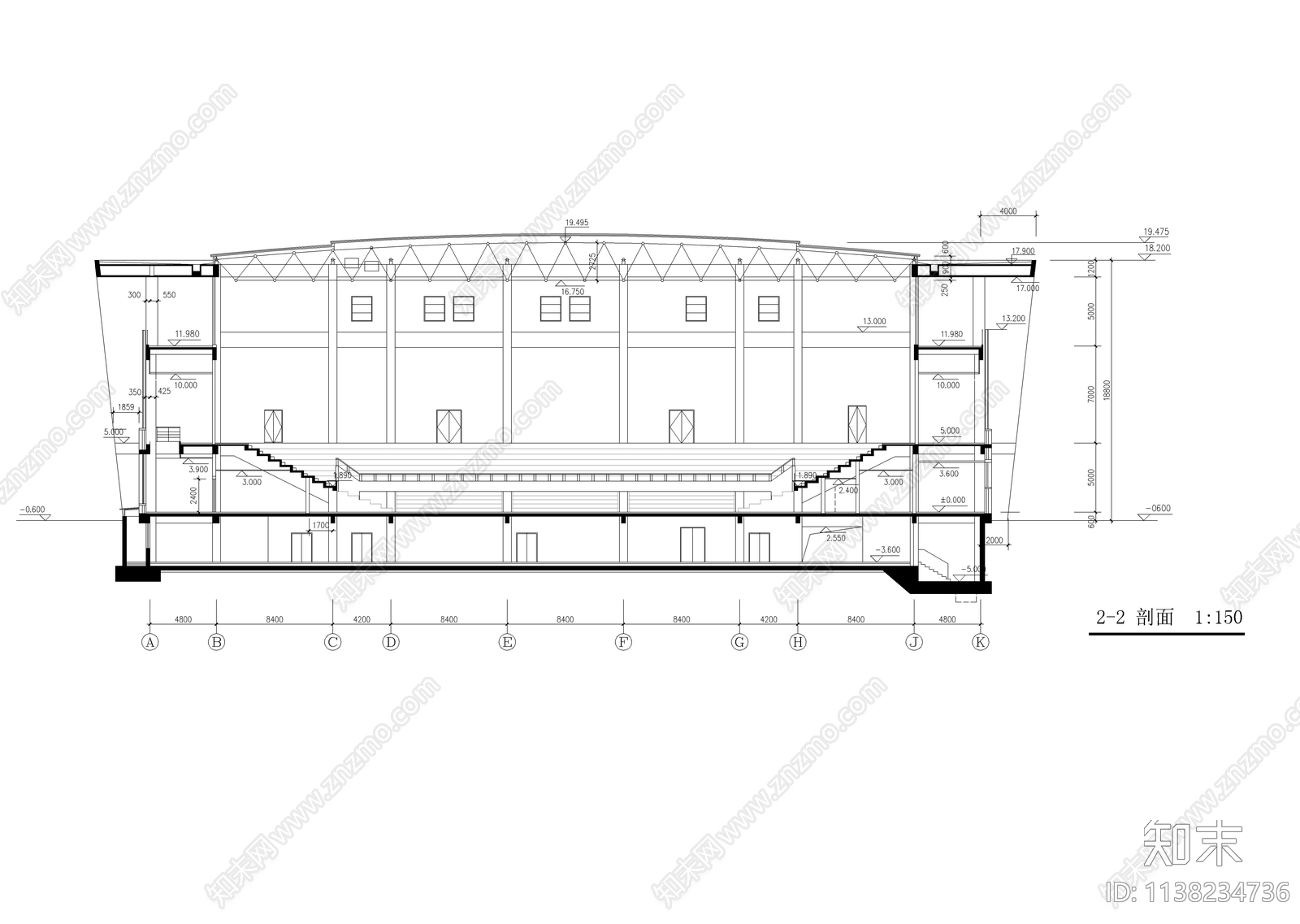 体育馆全套建筑cad施工图下载【ID:1138234736】