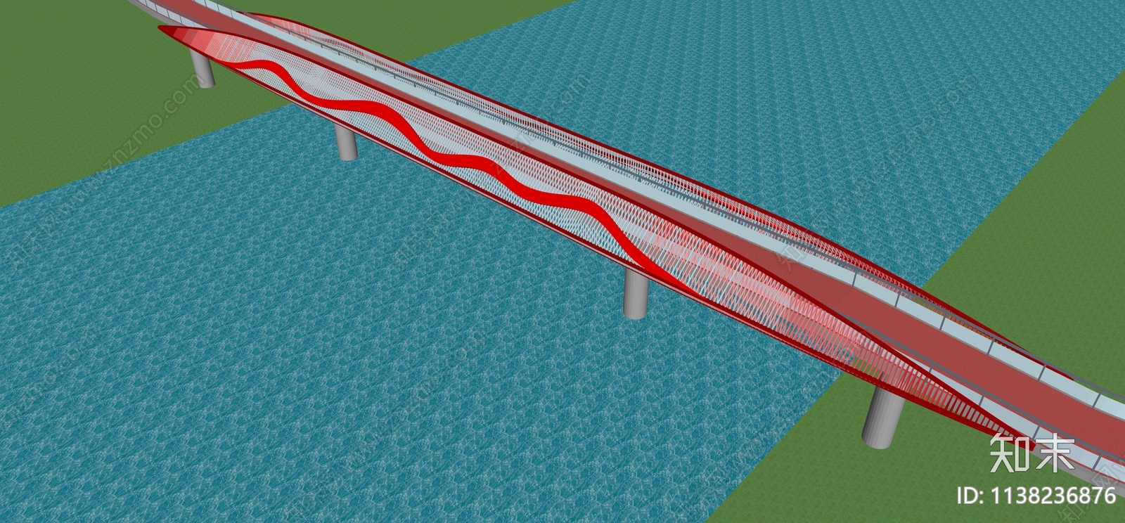 现代滨水大桥SU模型下载【ID:1138236876】