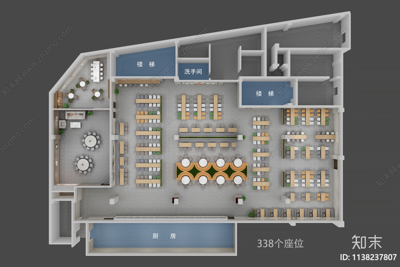 现代食堂3D模型下载【ID:1138237807】