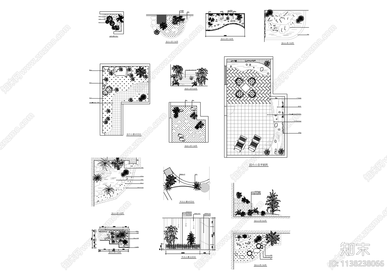 30个阳台花园室内小景观集合施工图下载【ID:1138238066】