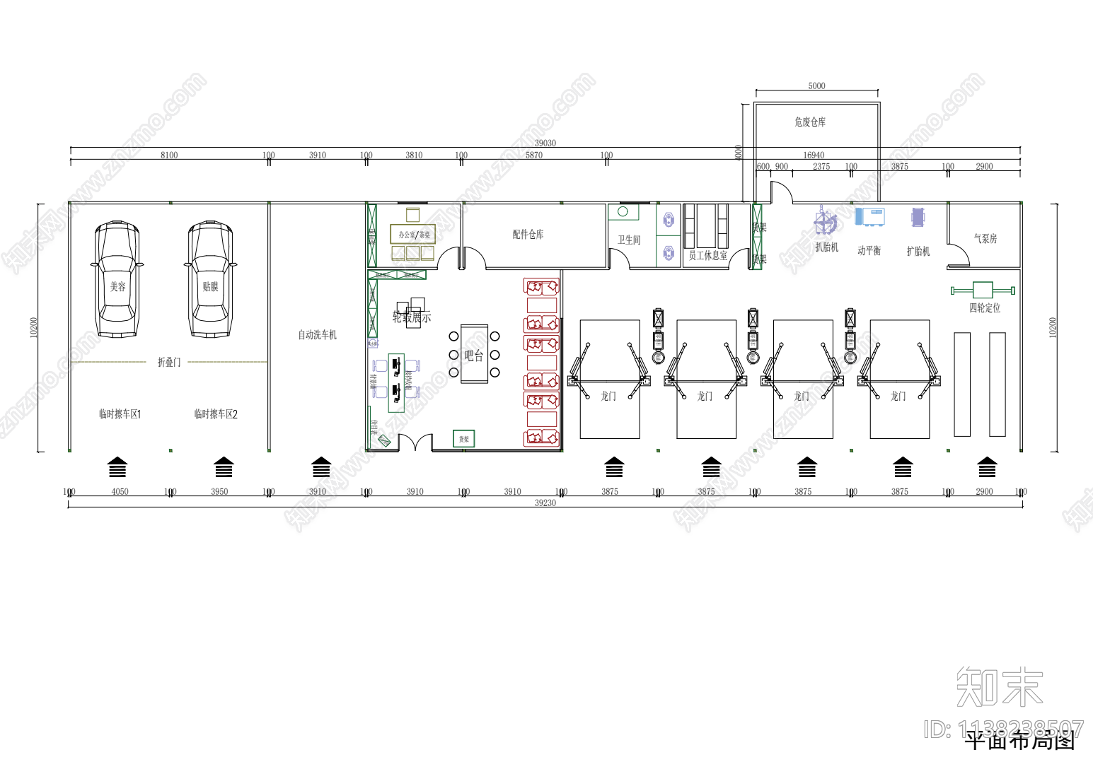 汽修店cad施工图下载【ID:1138238507】
