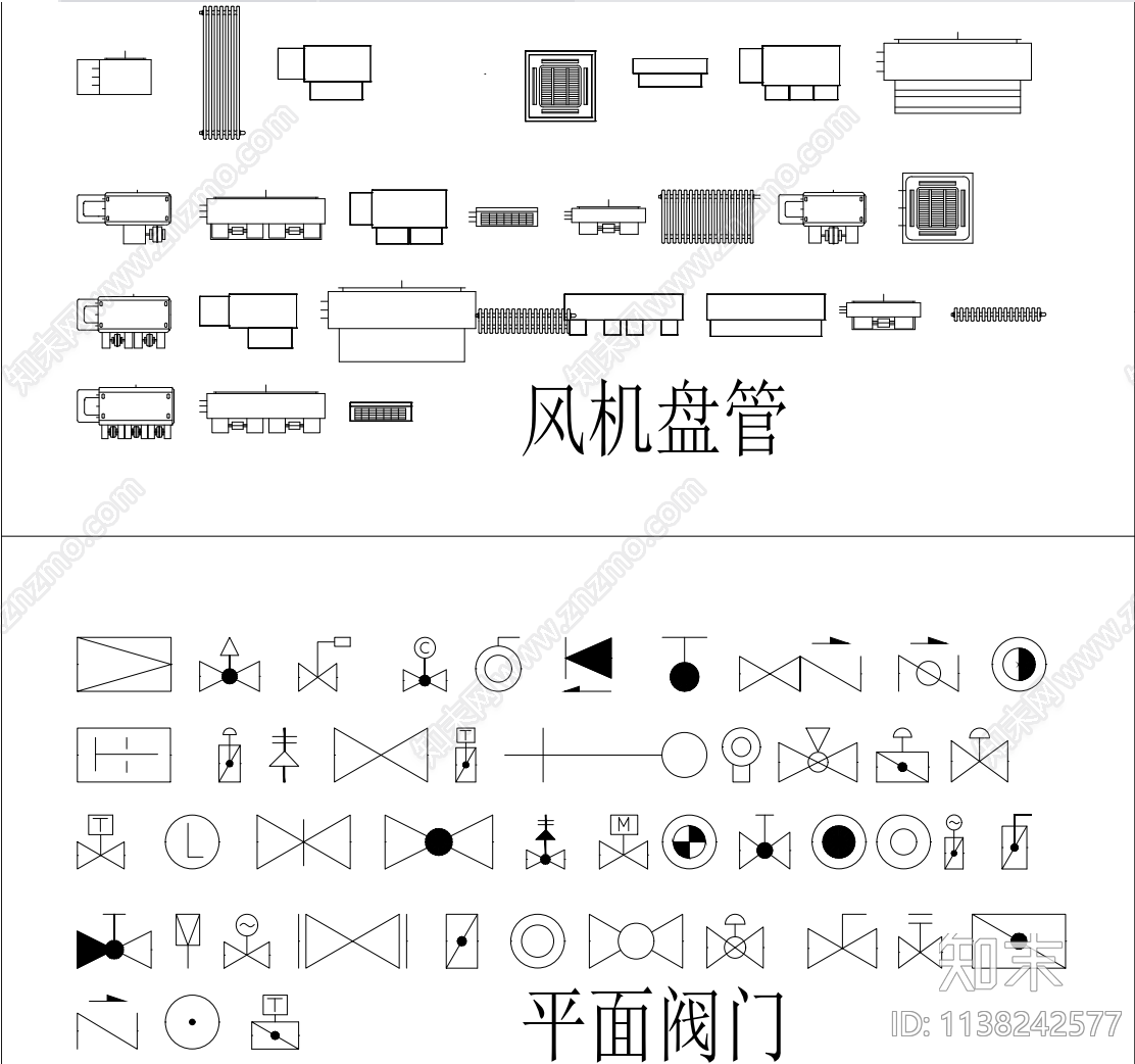 暖通图例图块cad施工图下载【ID:1138242577】