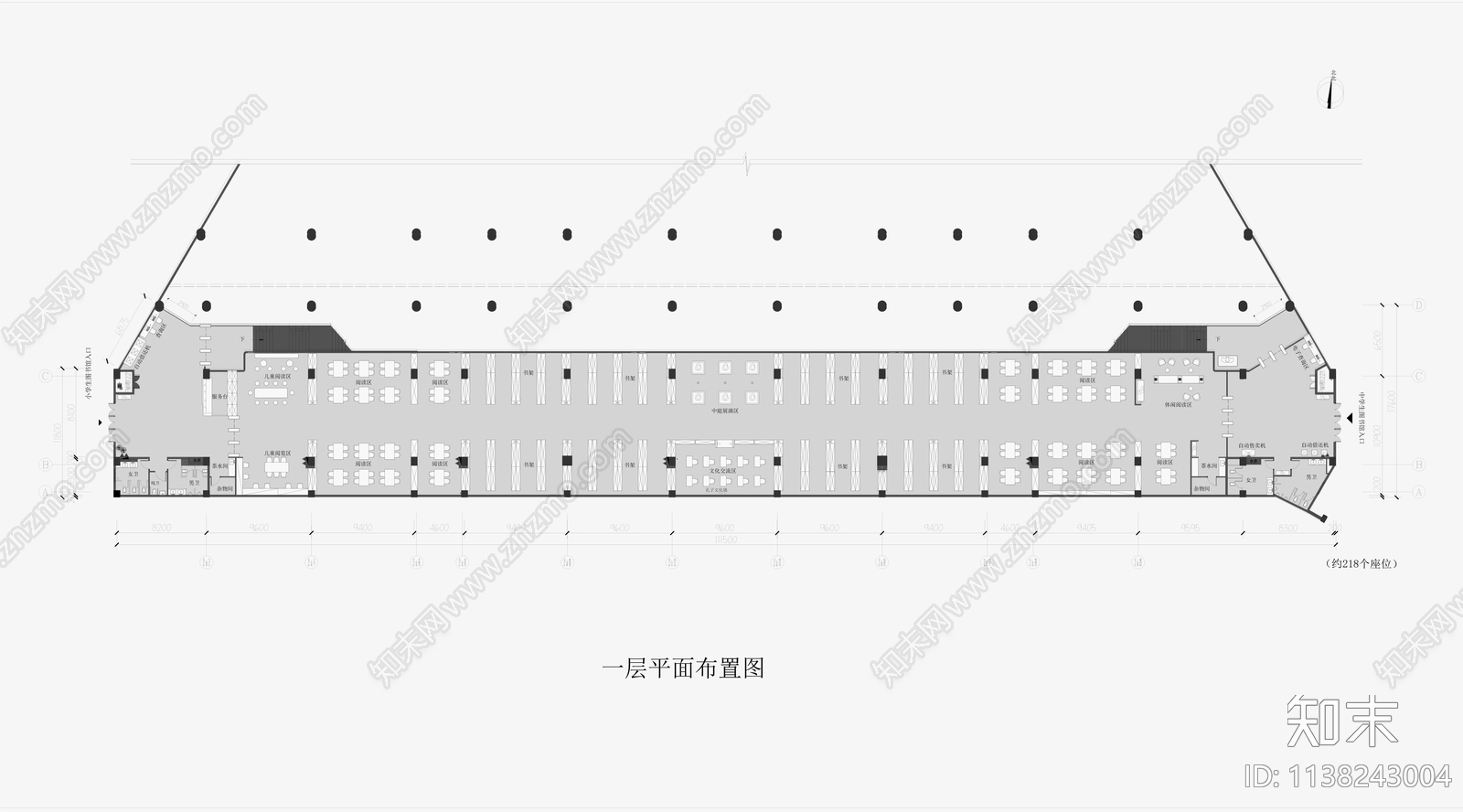 图书馆三层平面布置图施工图下载【ID:1138243004】