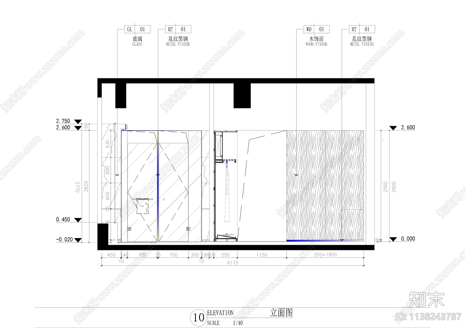 弧形大床房客房cad施工图下载【ID:1138243787】