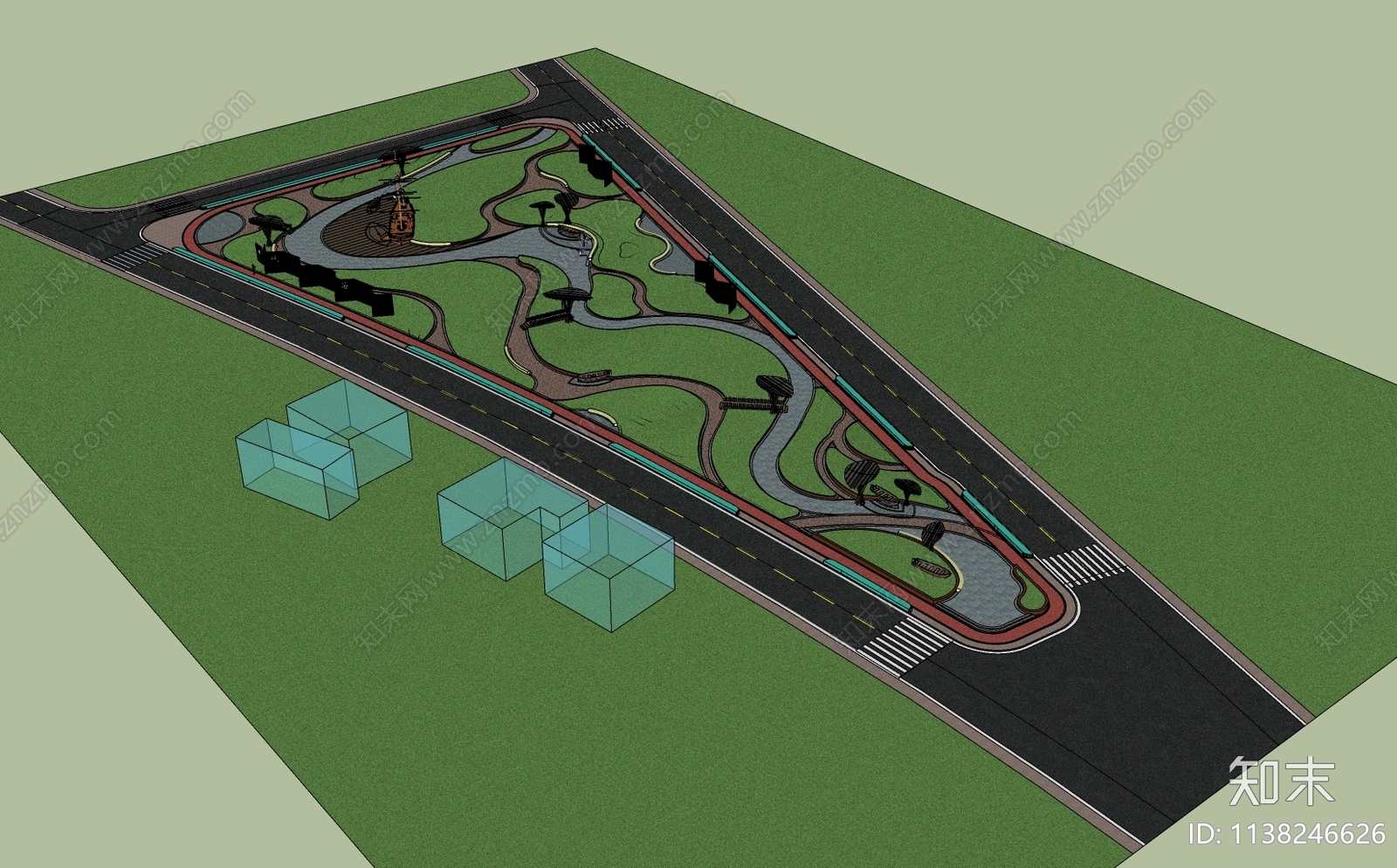 现代口袋公园SU模型下载【ID:1138246626】
