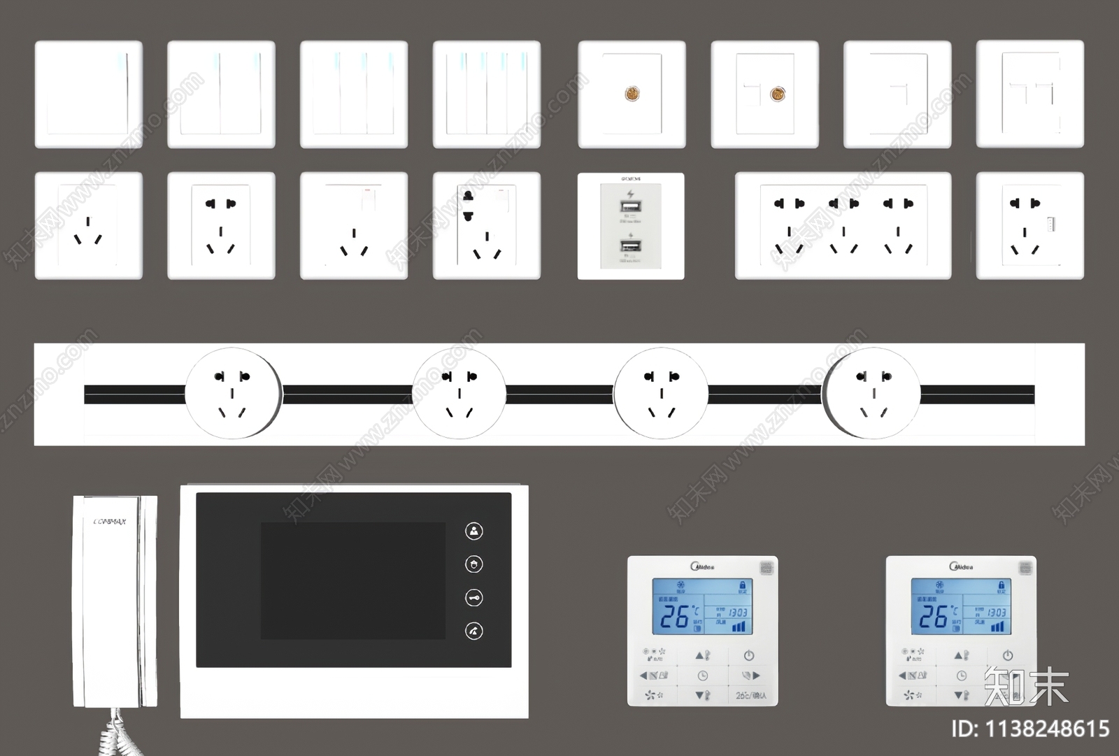 现代开关插座组合SU模型下载【ID:1138248615】
