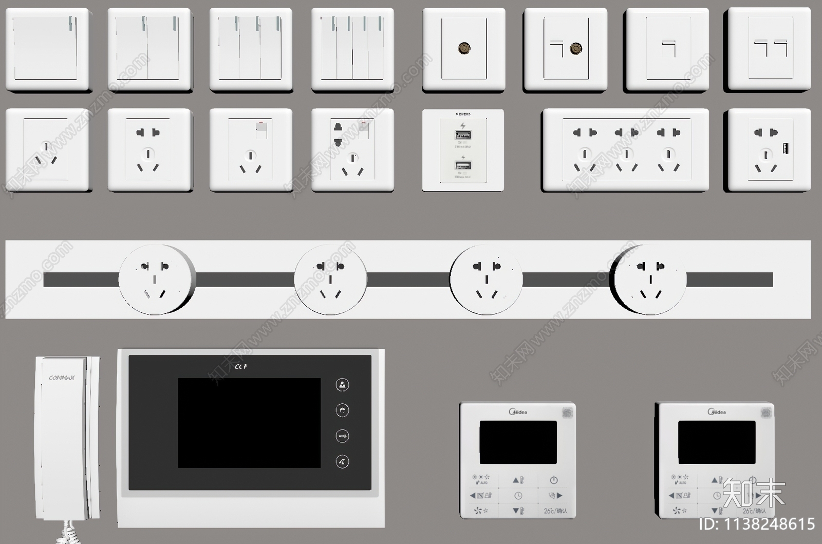 现代开关插座组合SU模型下载【ID:1138248615】