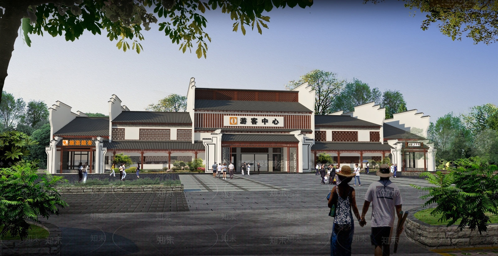新中式游客中心SU模型下载【ID:1138253155】