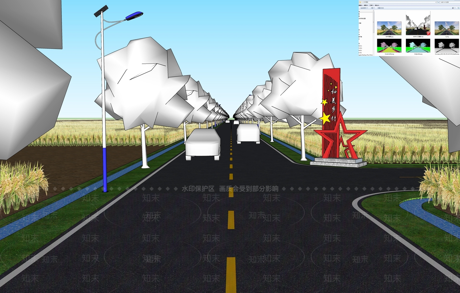 现代乡村道路SU模型下载【ID:1138254469】