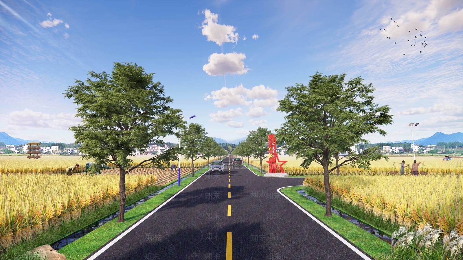 现代乡村道路SU模型下载【ID:1138254469】