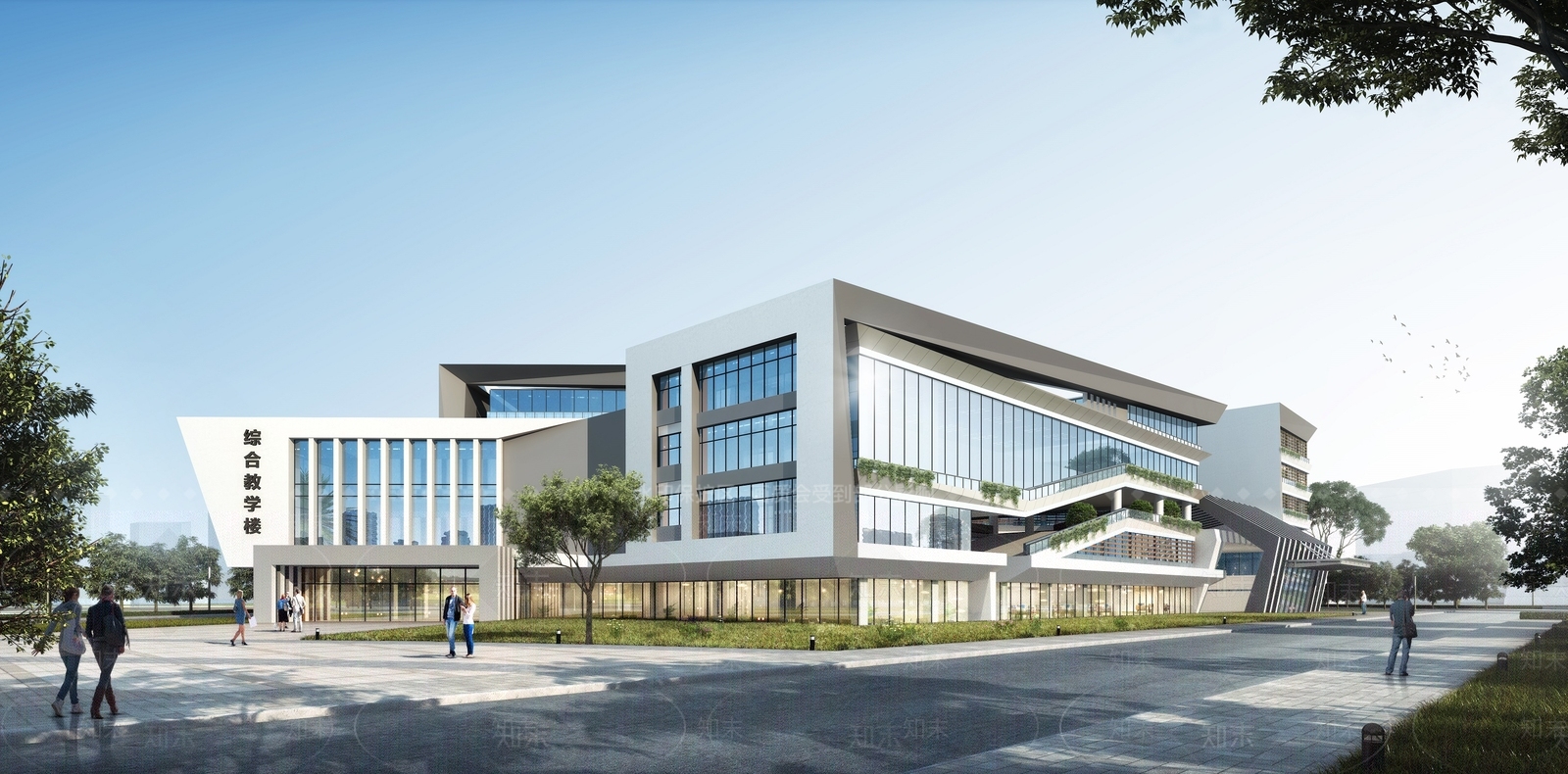 现代学校外观3D模型下载【ID:1138254966】