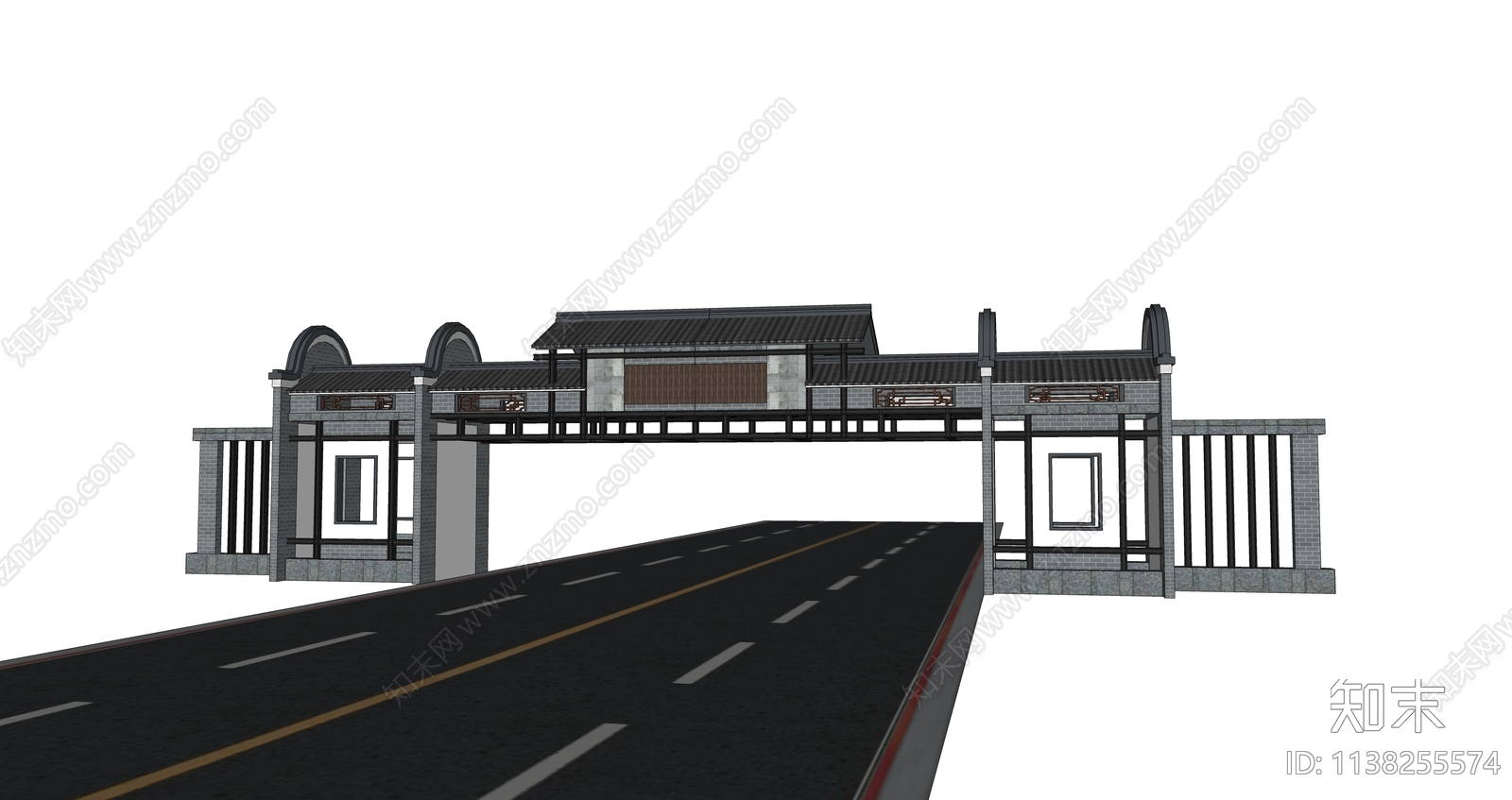 中式南方跨路牌坊牌楼SU模型下载【ID:1138255574】