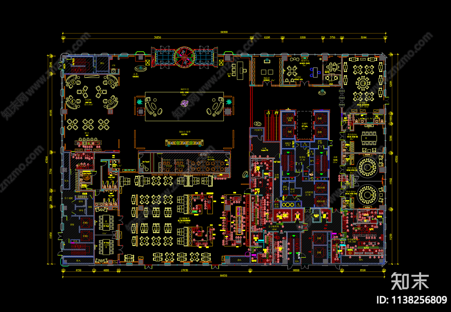 酒店大堂平面图施工图下载【ID:1138256809】