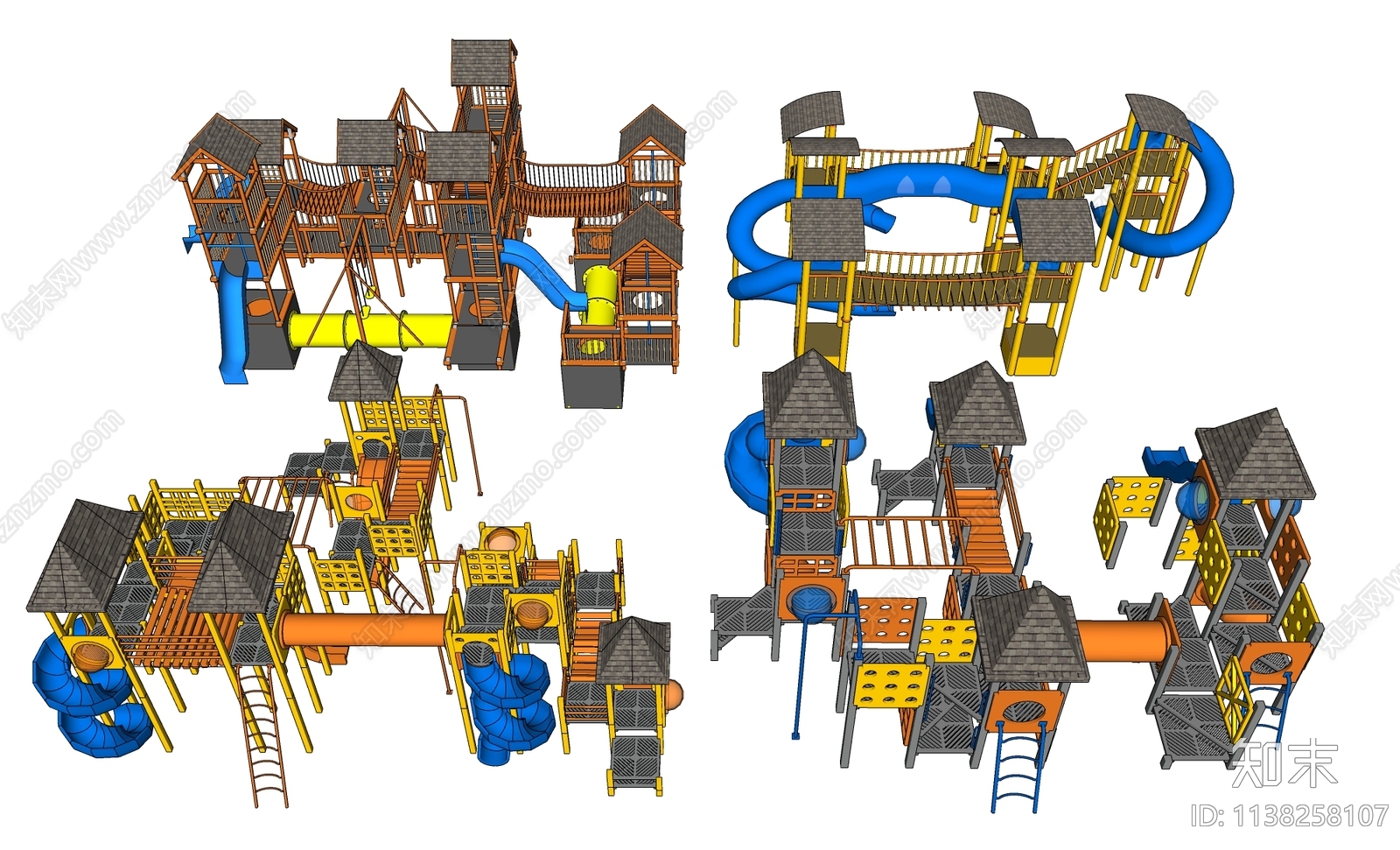 儿童滑梯SU模型下载【ID:1138258107】