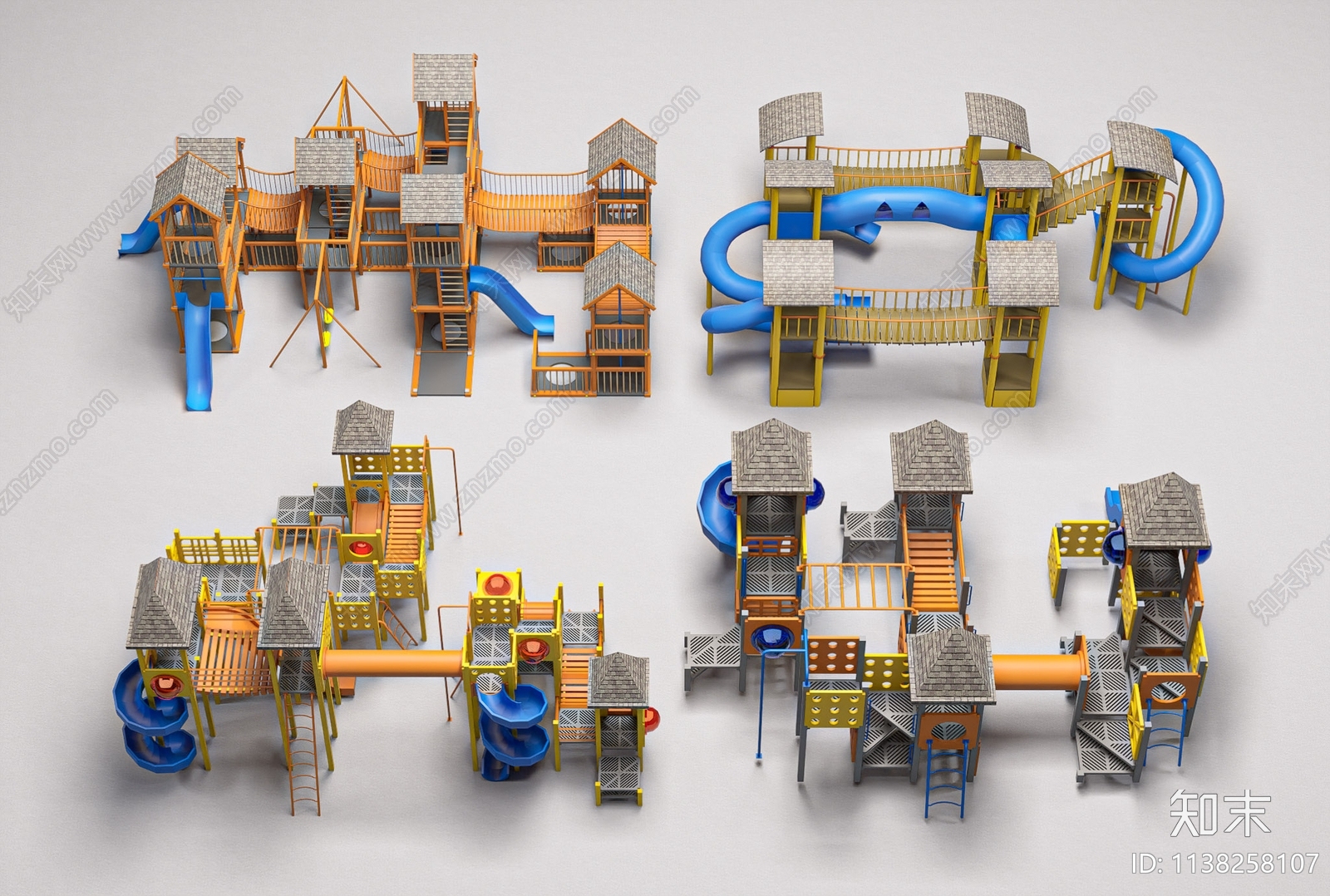 儿童滑梯SU模型下载【ID:1138258107】