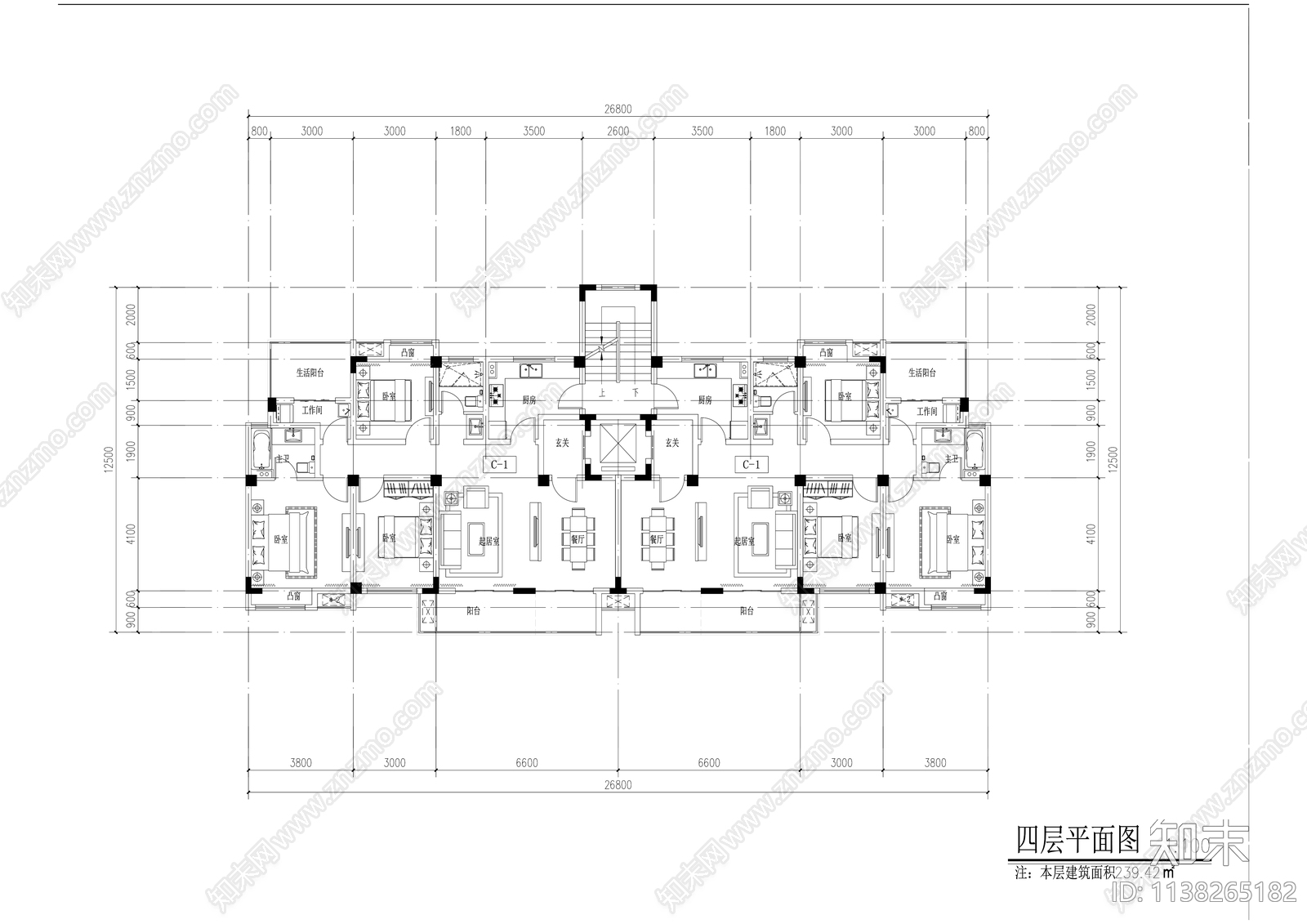 现代洋房叠墅建筑效果图cad施工图下载【ID:1138265182】