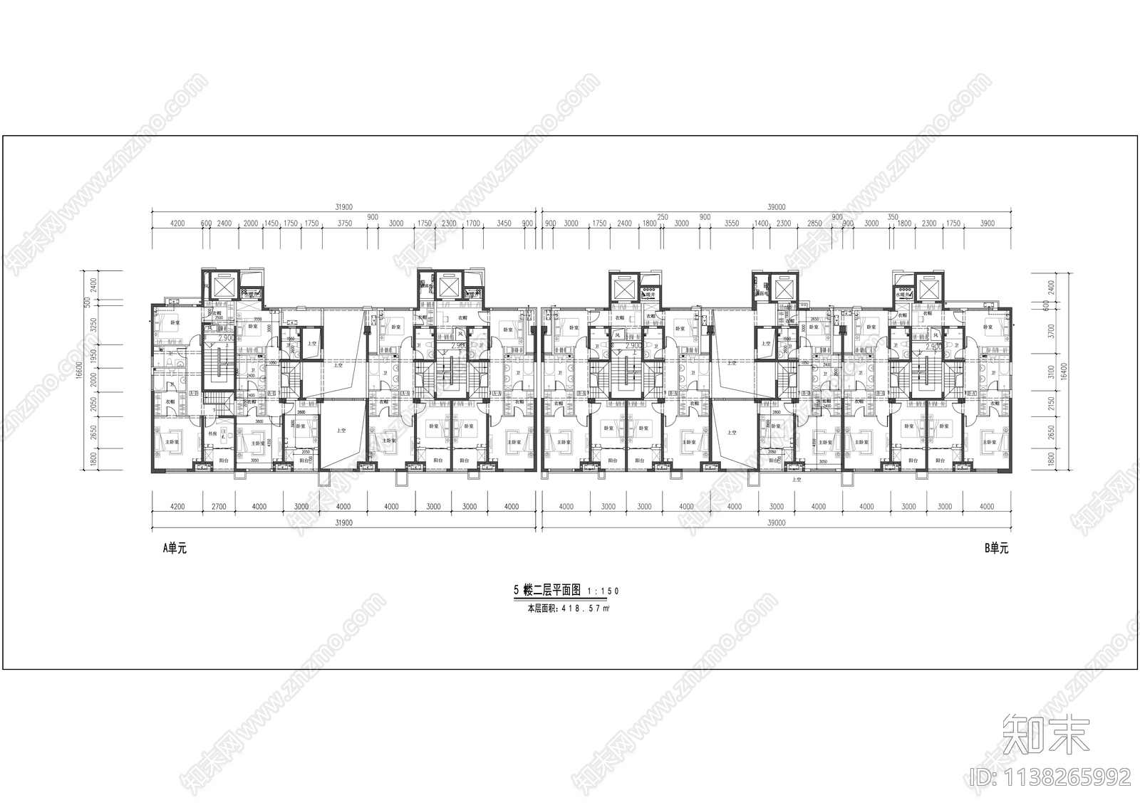 现代住宅建筑cad施工图下载【ID:1138265992】