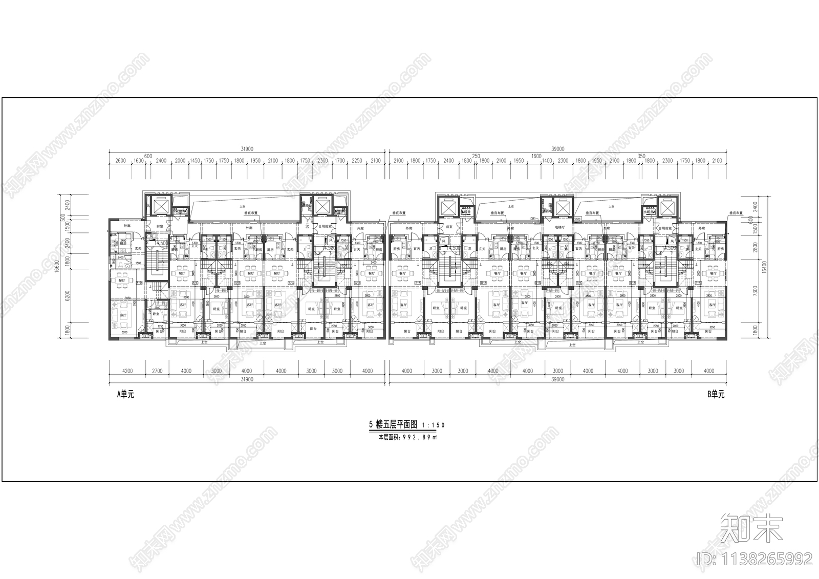 现代住宅建筑cad施工图下载【ID:1138265992】