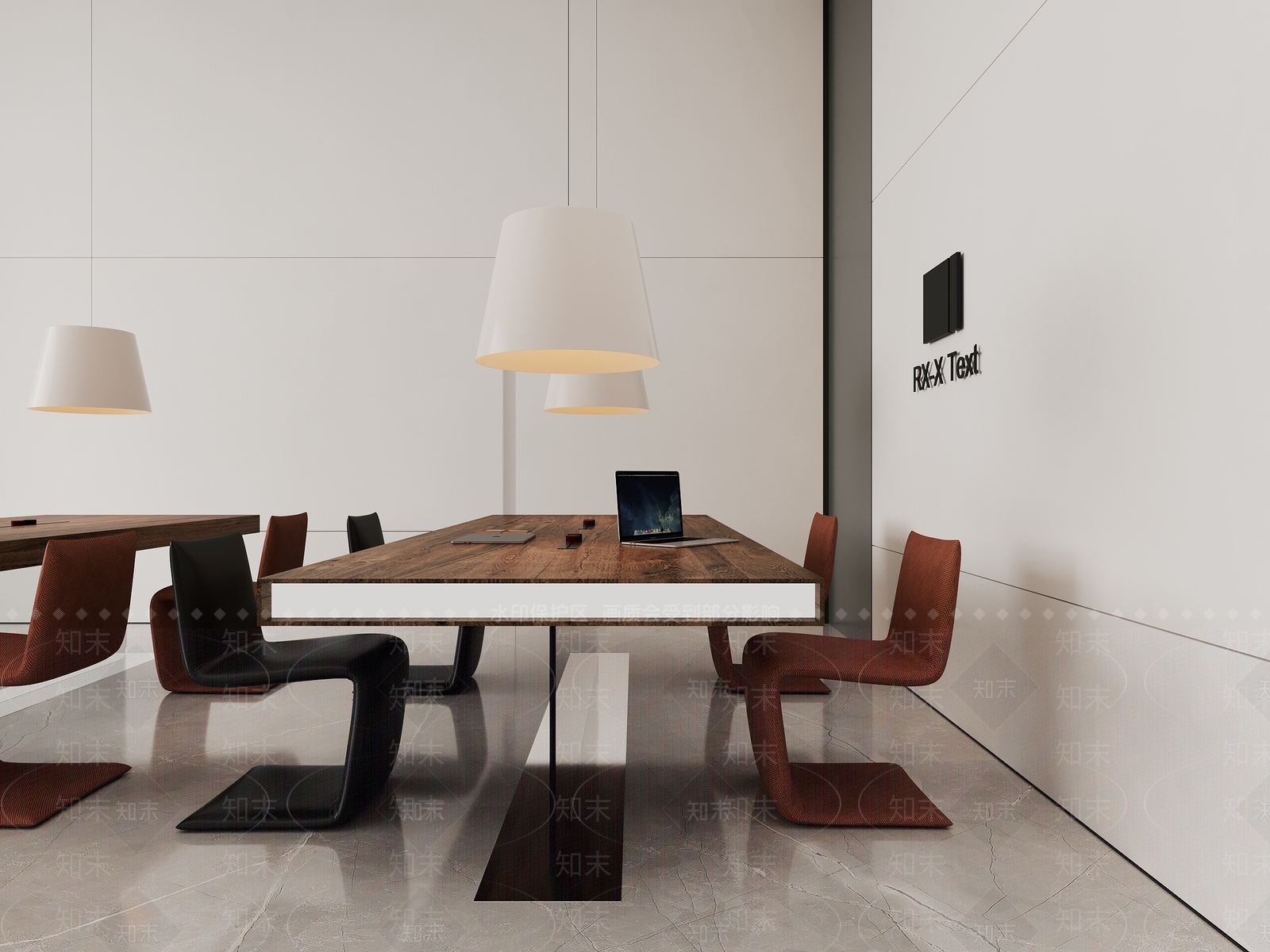 现代办公桌椅组合3D模型下载【ID:1138266473】