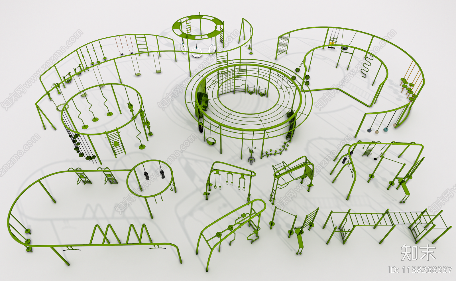 户外健身运动器材组合SU模型下载【ID:1138268337】