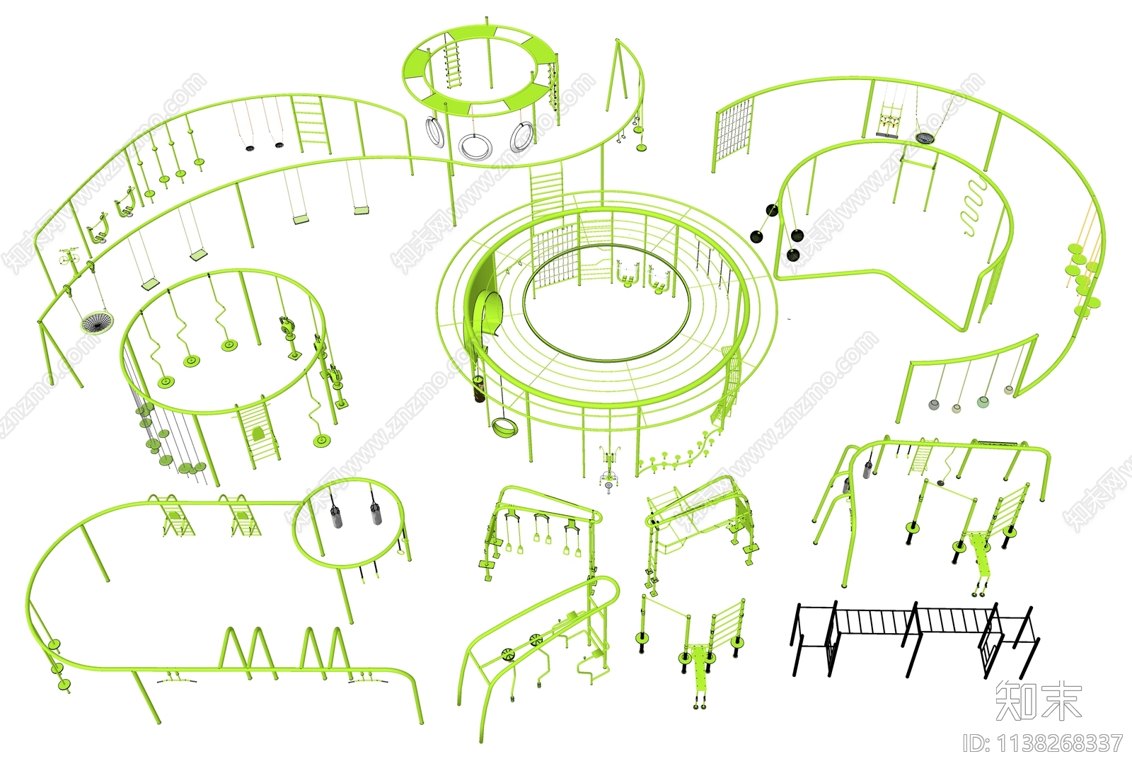 户外健身运动器材组合SU模型下载【ID:1138268337】