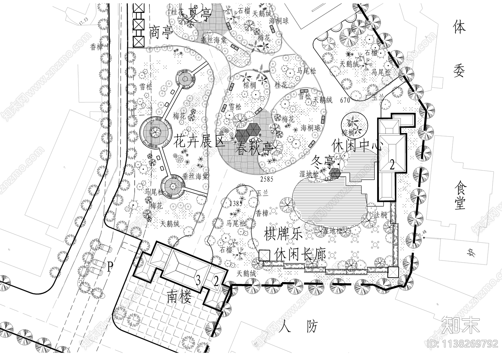 文化宫绿化总平面图cad施工图下载【ID:1138269792】