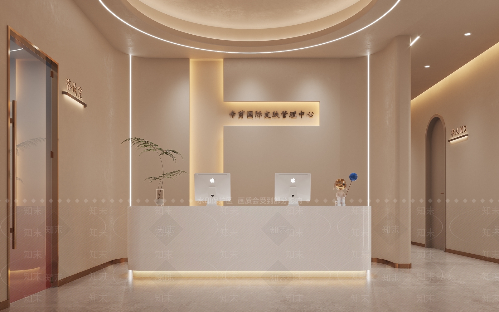 侘寂美容SPA大厅前台3D模型下载【ID:1138281802】