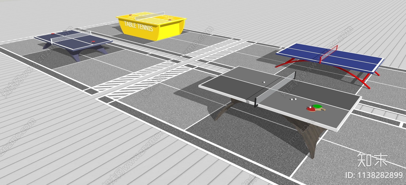 乒乓球台组合SU模型下载【ID:1138282899】