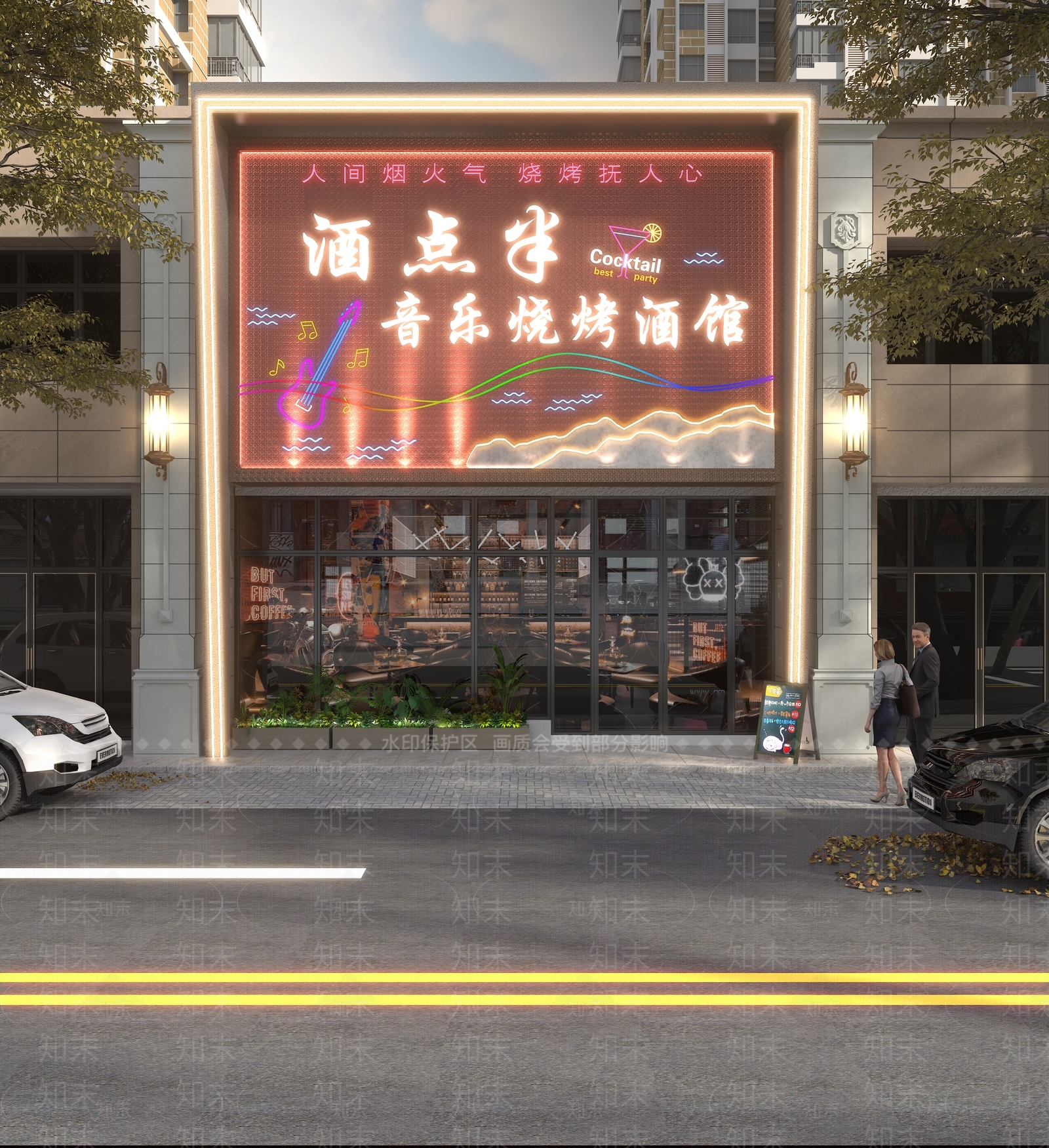 现代音乐餐厅门头3D模型下载【ID:1138283775】