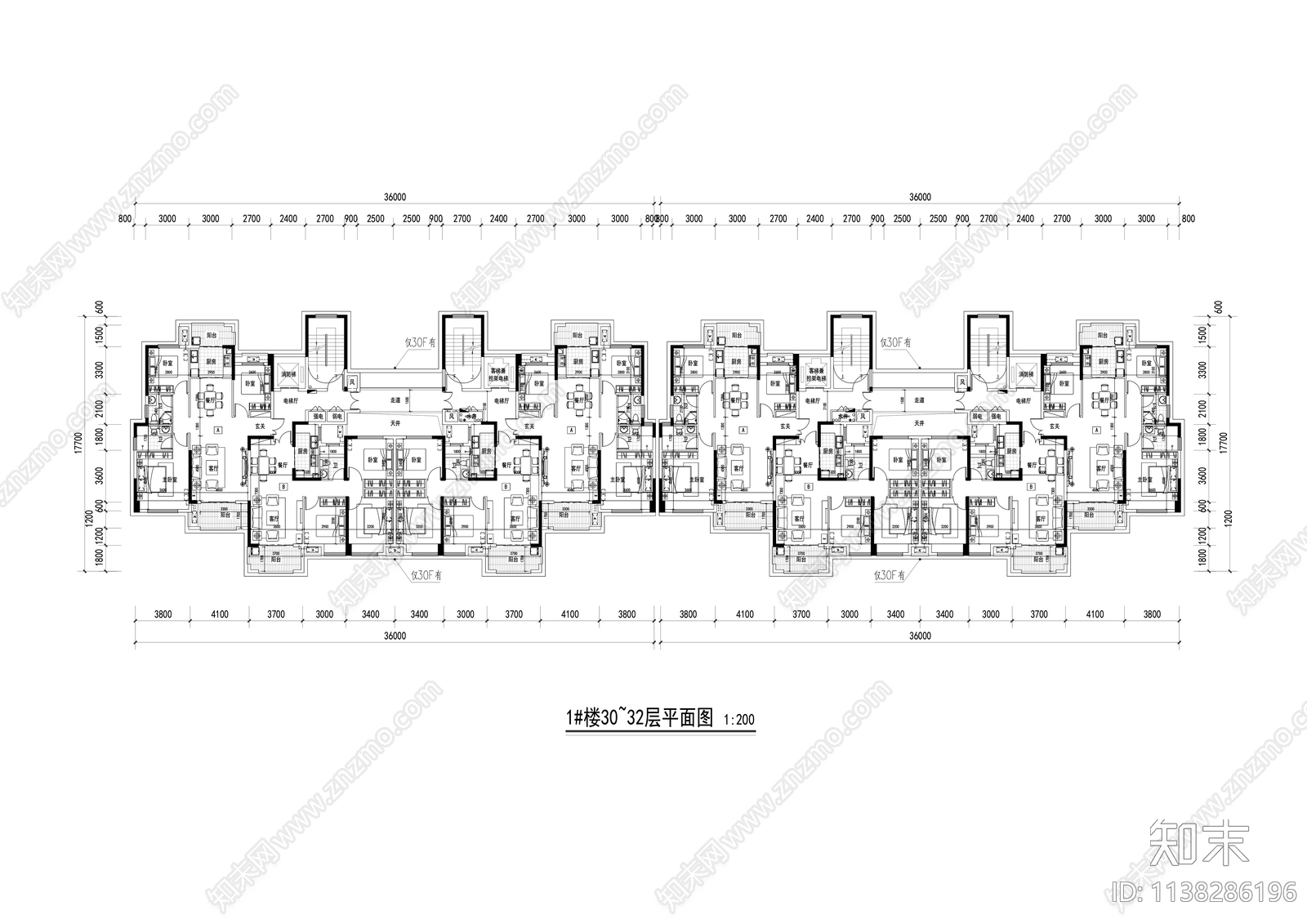 现代高层住宅建筑效果图cad施工图下载【ID:1138286196】