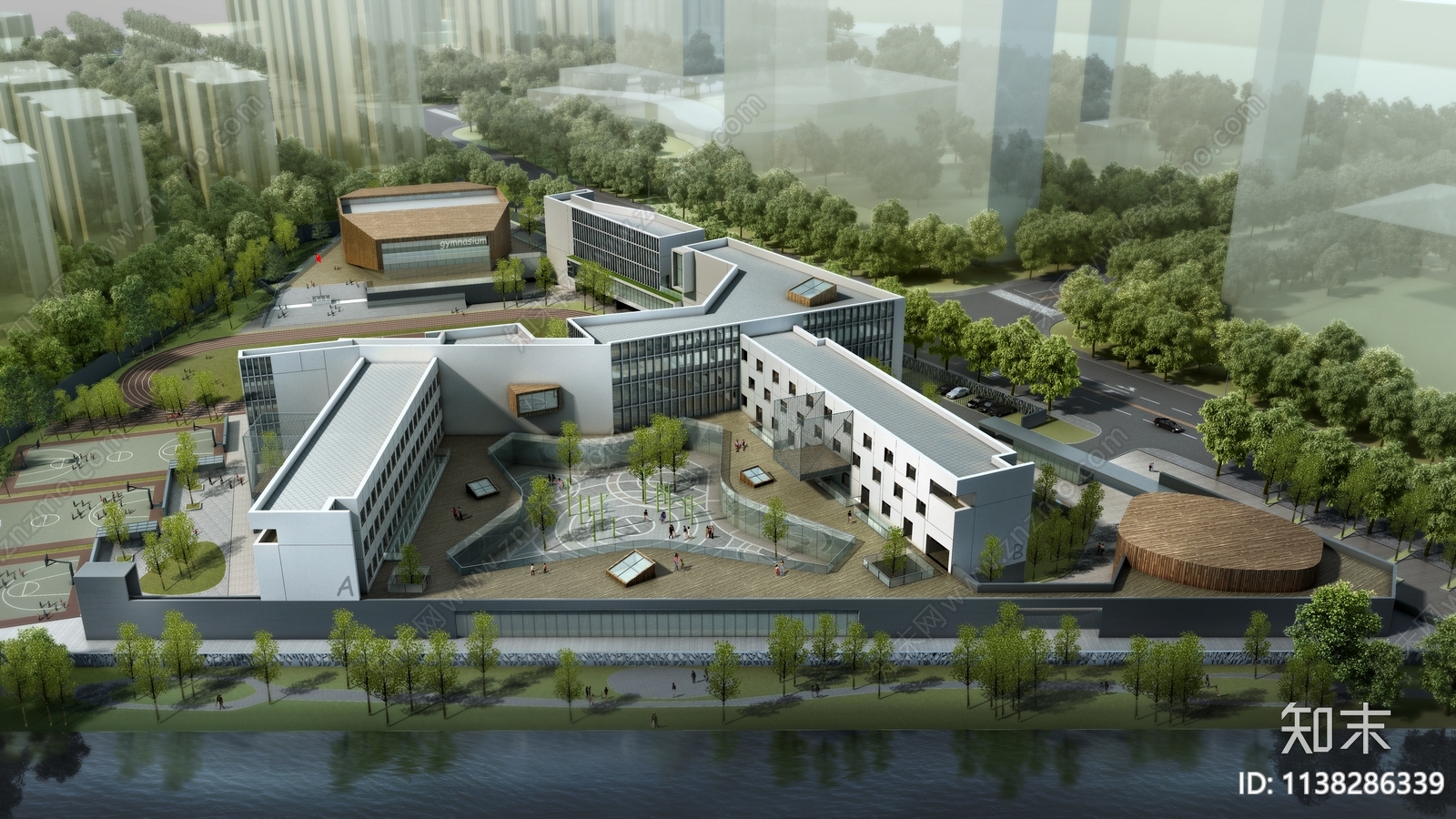 现代学校建筑总平面图施工图下载【ID:1138286339】