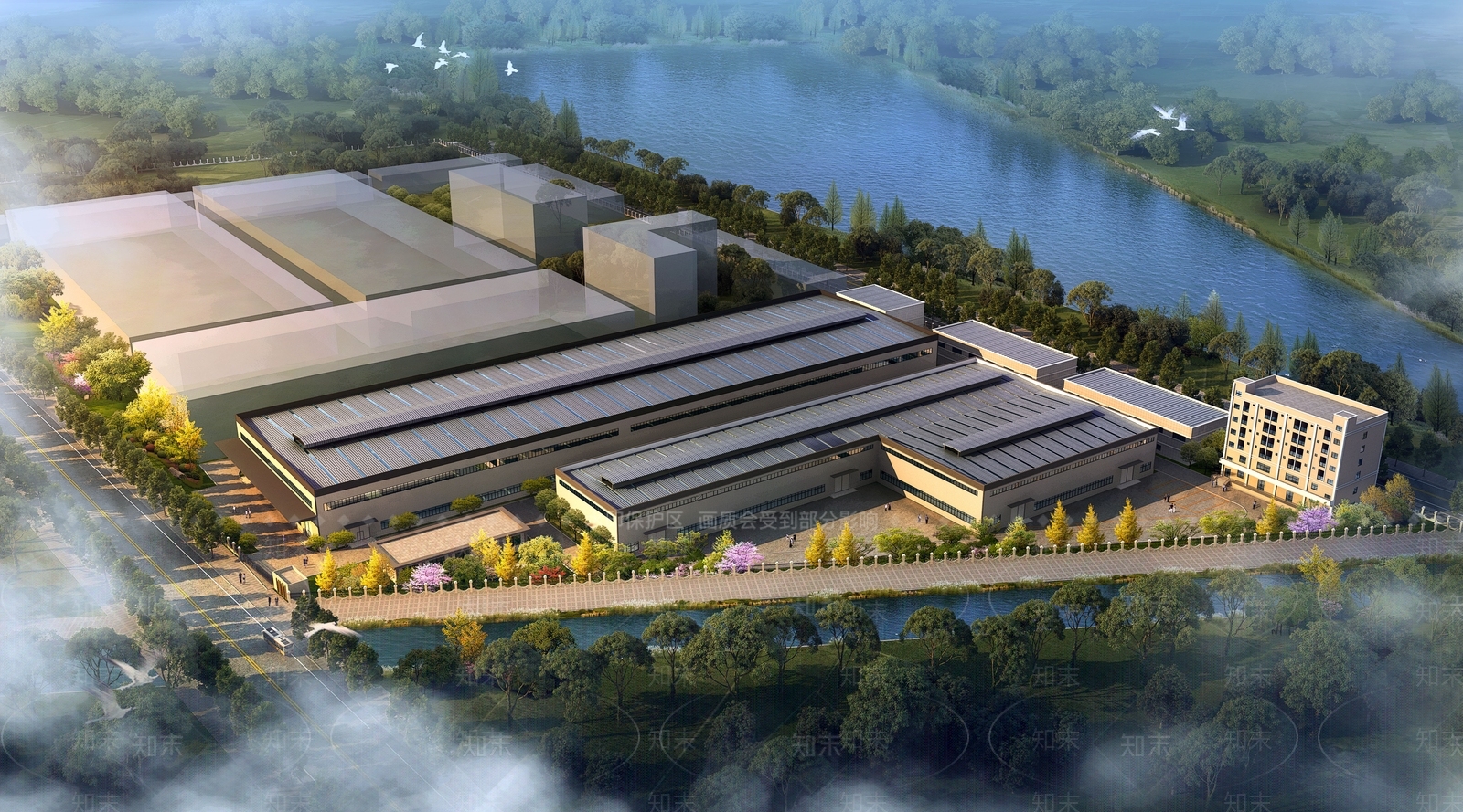 现代工业厂房建筑3D模型下载【ID:1138288503】