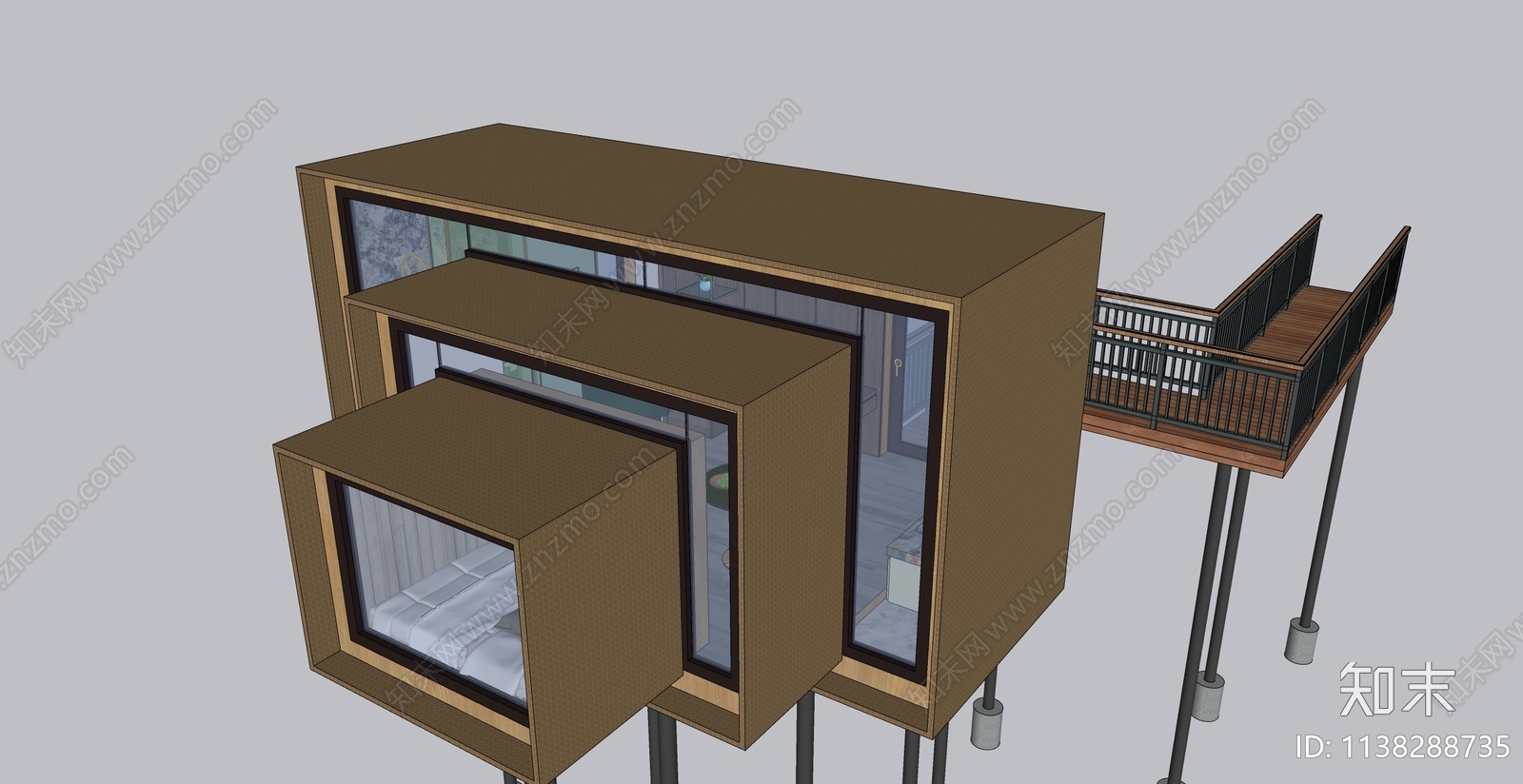 现代装配式建筑SU模型下载【ID:1138288735】