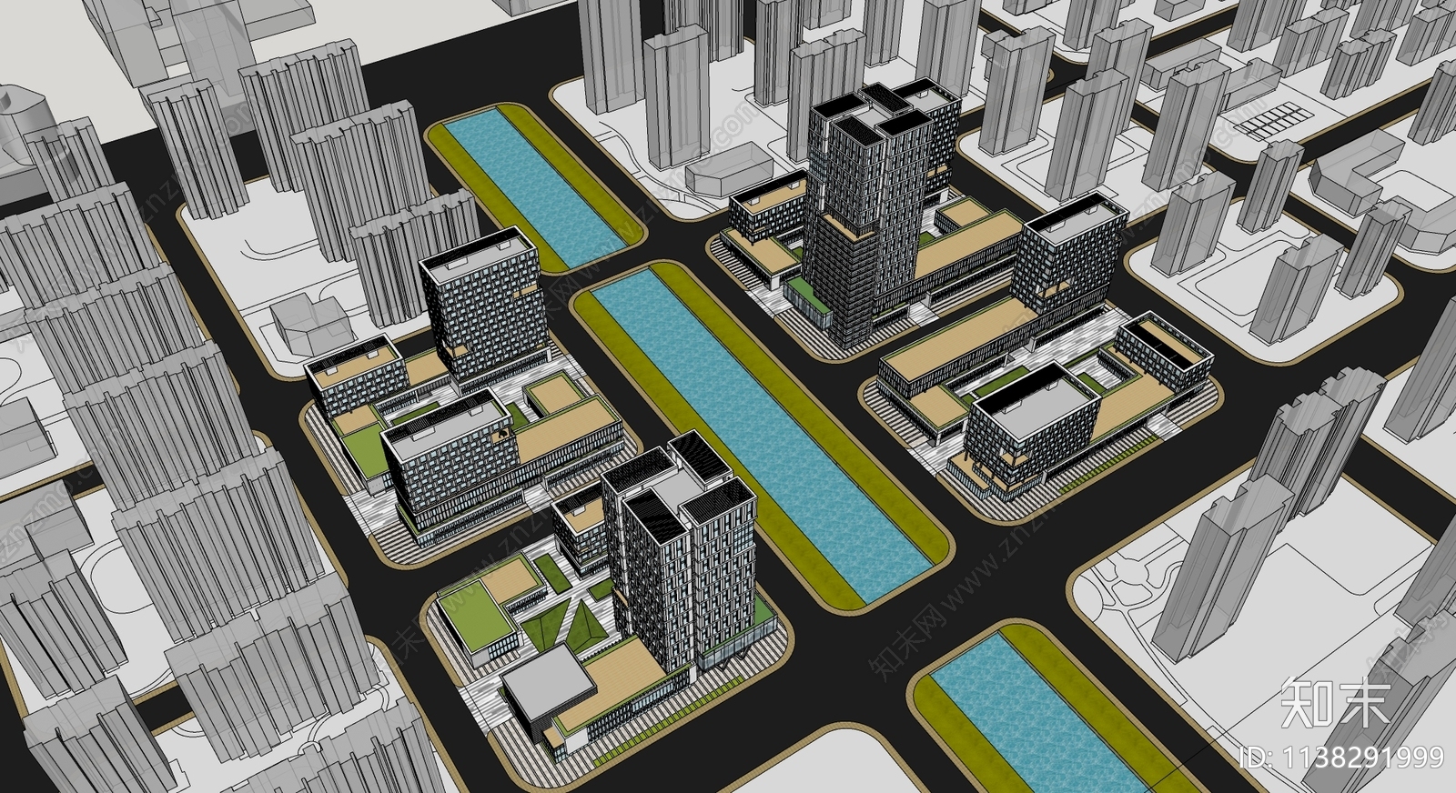 现代产业园SU模型下载【ID:1138291999】