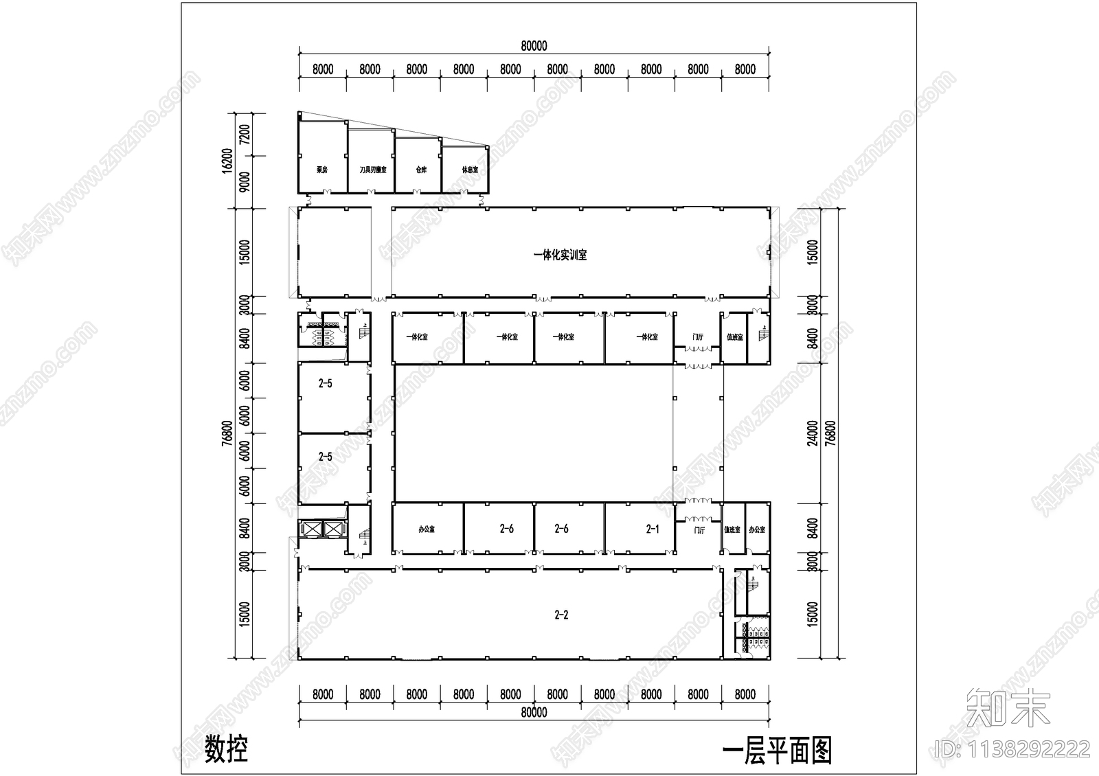 职业学校实训楼建筑cad施工图下载【ID:1138292222】