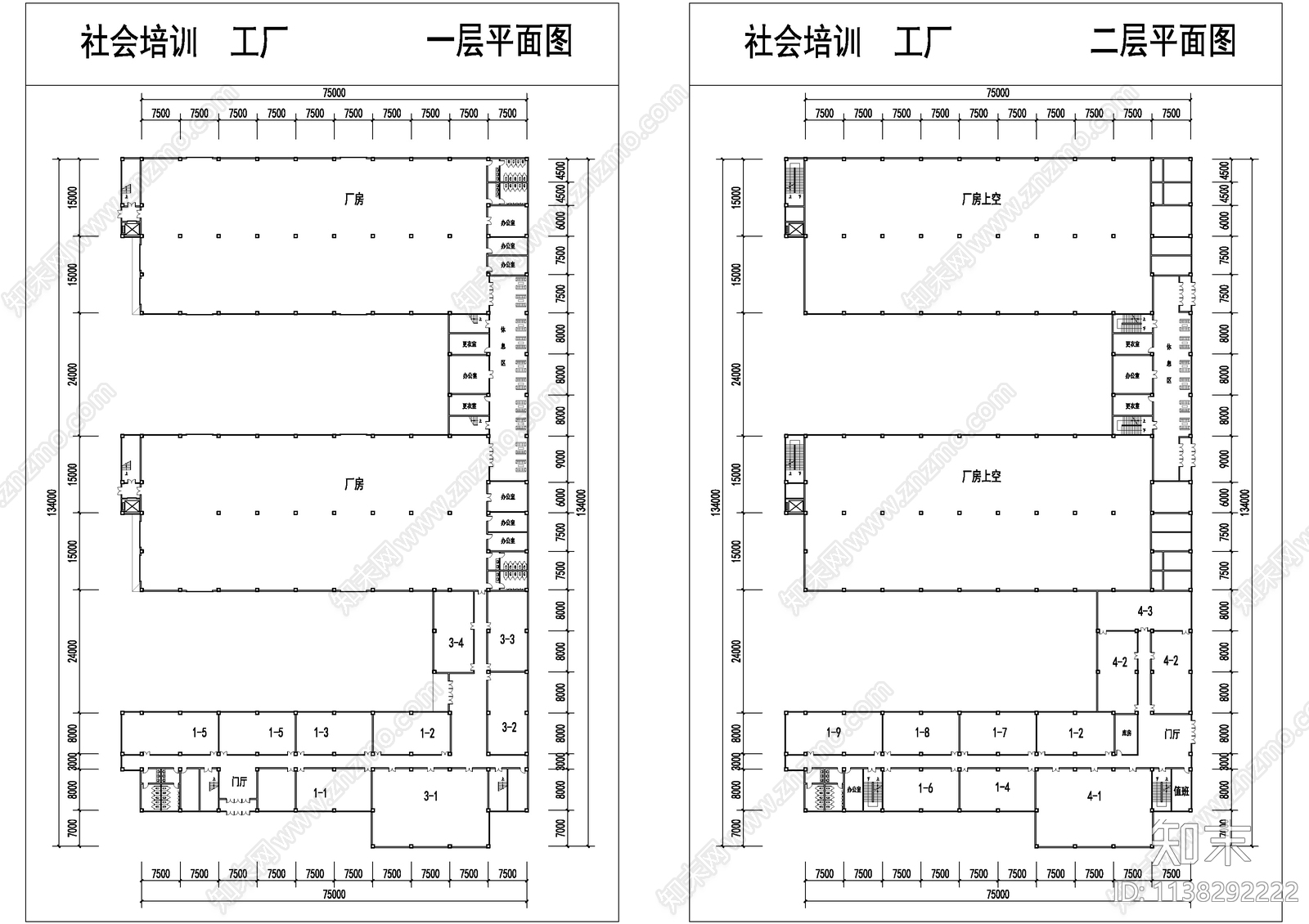 职业学校实训楼建筑cad施工图下载【ID:1138292222】