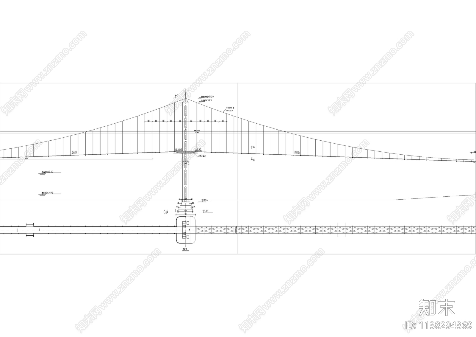百套斜拉桥特大桥梁工程cad施工图下载【ID:1138294369】