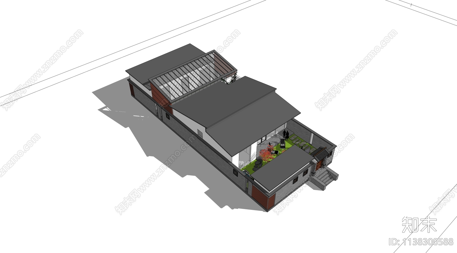 新中式小院设计SU模型下载【ID:1138300588】