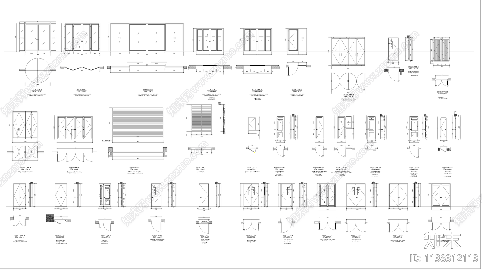 办公室隔断门施工图下载【ID:1138312113】