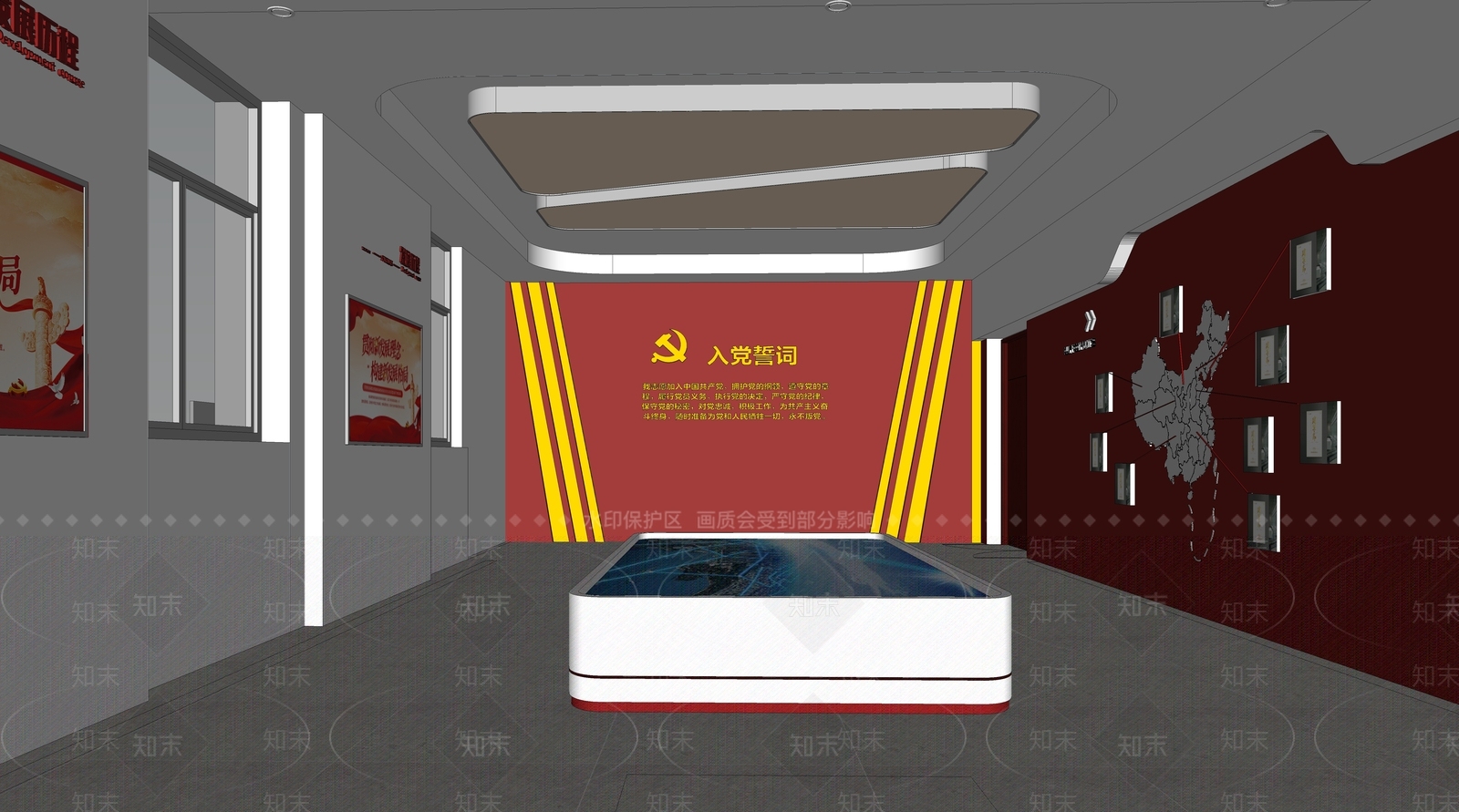 现代党建展厅SU模型下载【ID:1138318157】