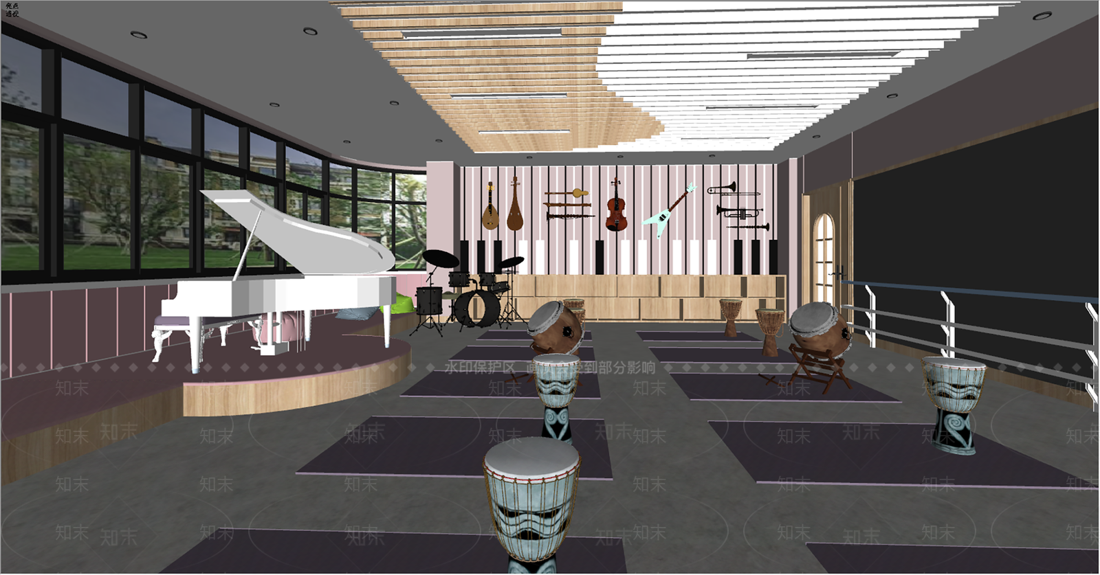 现代音乐教室SU模型下载【ID:1138317625】