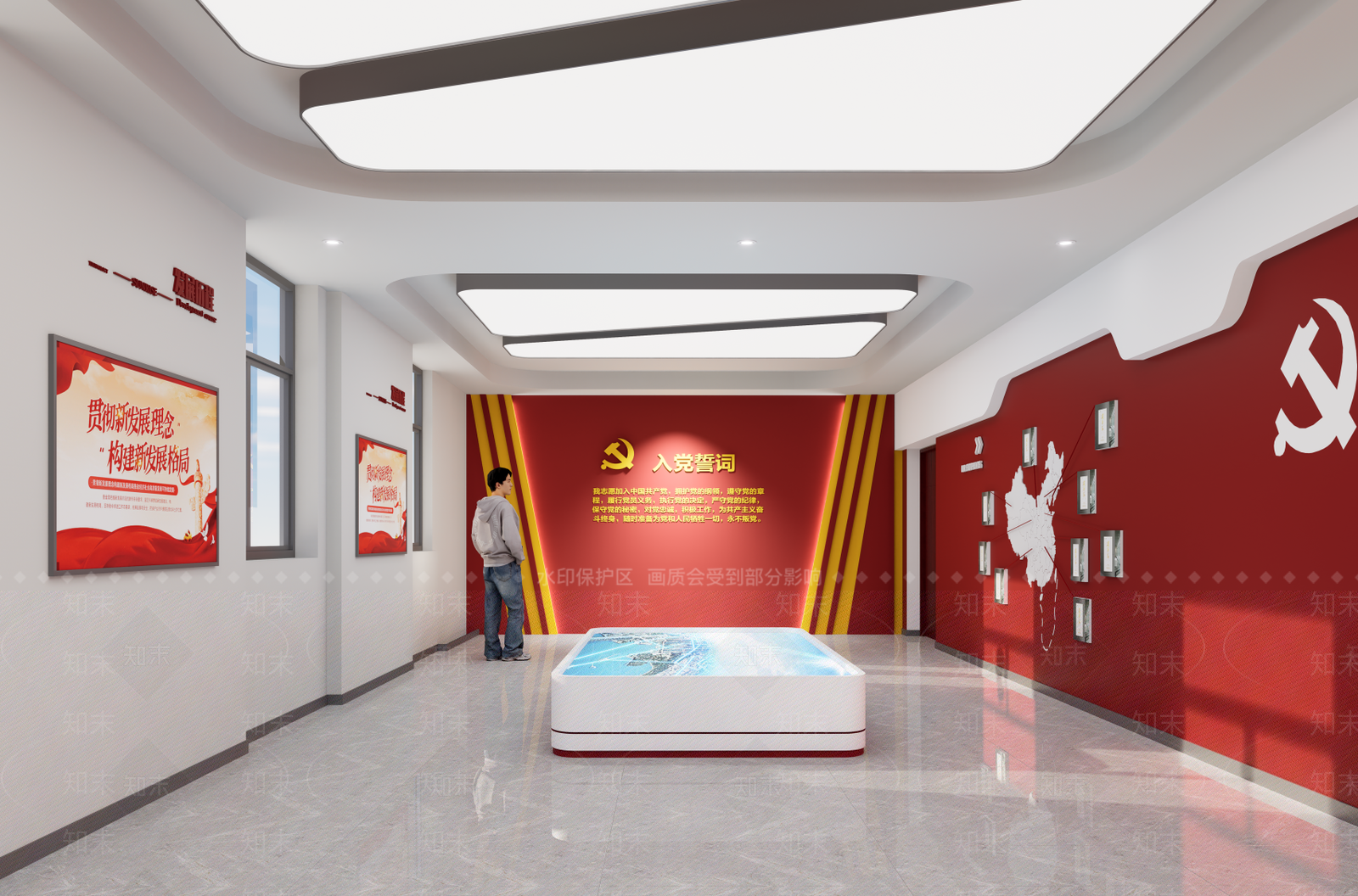 现代党建展厅SU模型下载【ID:1138318157】