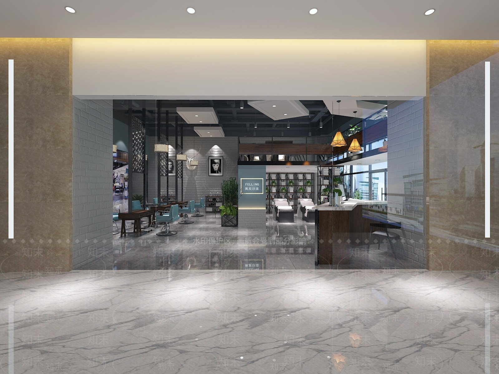 bloom工业风理发店SU模型下载【ID:1138320161】