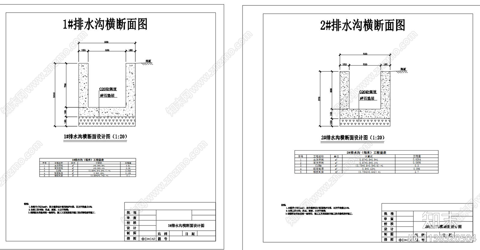 排洪沟横断面施工图下载【ID:1138320504】