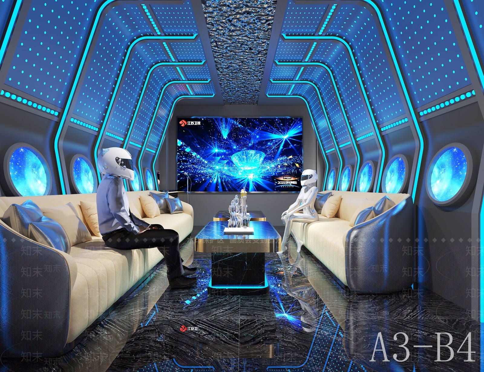 现代科技KTV包厢3D模型下载【ID:1138321677】