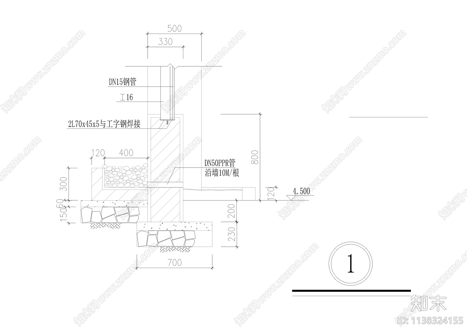 三款围墙详图cad施工图下载【ID:1138324155】