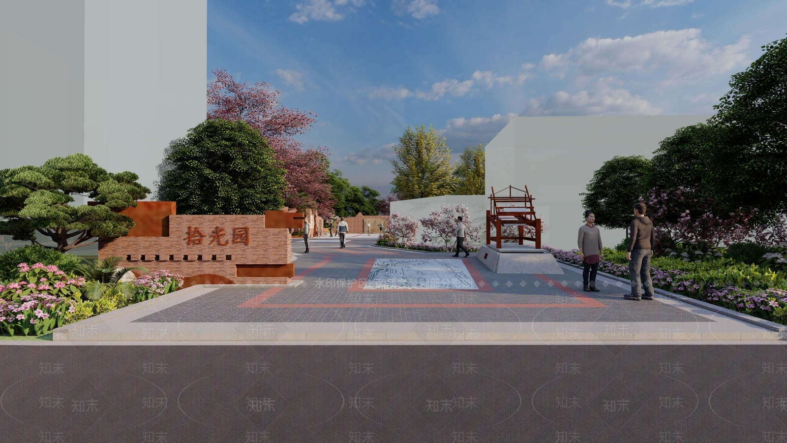 现代广场景观SU模型下载【ID:1138326697】